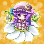  chibi flower gengorou hat long_hair patchouli_knowledge purple_eyes purple_hair touhou violet_eyes 