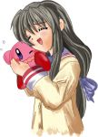  clannad closed_eyes crossover hug ibuki_fuuko kirby kirby_(series) long_hair lowres school_uniform suriku 