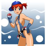 blue_eyes kasumi_(pokemon) poke_ball pokemon redhead sling_bikini smile swimsuit 