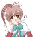  brown_hair cosplay kanon long_hair lowres musical_note musical_notes ponytail school_uniform 