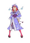  ando_nene clog_sandals cosplay hat highres hyakko katou_haruaki pantyhose pink_legwear red_hair redhead saigyouji_yuyuko saigyouji_yuyuko_(cosplay) solo touhou 
