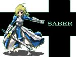  blonde_hair fate/stay_night fate_(series) gengorou green_eyes saber sword weapon 