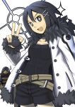  #1 asagi_(makai_kingdom) asagi_(nippon_ichi) asagiri_asagi belt disgaea fingerless_gloves fur_coat gloves hair_ornament hairclip jacket makai_kingdom nippon_ichi phantom_kingdom prinny prinny_can_i_really_be_the_hero? shorts sparkle sparkles 