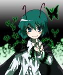  antenna blush bugs butterflies butterfly cape gengorou green_eyes green_hair insect insects short_hair touhou wriggle_nightbug 