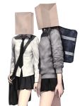  bag bag_on_head iwai_ryo iwai_ryou necktie original paper_bag school_uniform skirt 