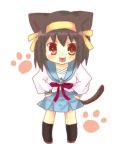  brown_hair cat_ears chibi lowres sakuramori_sumomo school_uniform serafuku suzumiya_haruhi suzumiya_haruhi_no_yuuutsu tail tongue 