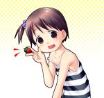  brown_hair food fruit ichigo_mashimaro itou_chika natsukon side_ponytail strawberries strawberry tank_top 