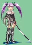  claws gengorou katana long_hair monster_girl purple_hair sword thigh-highs thighhighs twintails weapon 
