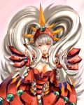  blush breasts green_eyes ialdabaoth ky lace long_hair mecha_musume silver_hair solo super_robot_wars super_robot_wars_compact_3 super_robot_wars_original_generation_gaiden very_long_hair 