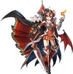  1girl artist_request bare_shoulders bat_wings black_hair boots bran_(oshiro_project) cape full_body gradient_hair holding holding_sword holding_weapon horn multicolored_hair official_art orange_eyes oshiro_project oshiro_project_re redhead solo sword transparent_background weapon wings 