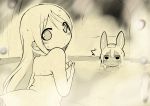  /\/\/\ 2girls animal_ears bare_arms bare_shoulders blush closed_mouth commentary_request furry hair_between_eyes long_hair looking_at_viewer made_in_abyss monochrome multiple_girls naked_towel nanachi_(made_in_abyss) nejime partially_submerged riko_(made_in_abyss) sepia steam sweatdrop towel towel_on_head water 