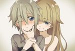 2girls ange_(princess_principal) assertive bare_shoulders blush d; gradient gradient_background hand_on_another&#039;s_chin hand_on_another&#039;s_face long_hair multiple_girls niina_ryou one_eye_closed one_eye_covered open_mouth princess_(princess_principal) princess_principal short_hair sidelocks smile yuri 
