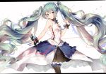  1girl 7th_dragon_(series) 7th_dragon_2020 floating_hair hatsune_miku letterboxed long_hair microphone rokku skirt solo twintails very_long_hair vocaloid 