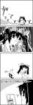  4koma ? cellphone cellphone_picture comic commentary_request cup drinking_cup drinking_straw greyscale hair_ribbon hat highres himekaidou_hatate monochrome musical_note phone ribbon smile tani_takeshi thorns tokin_hat touhou translation_request twintails yukkuri_shiteitte_ne 