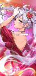  1girl artist_name blush breasts choker eyebrows_visible_through_hair gloves grey_eyes highres large_breasts league_of_legends lee_seok_ho long_hair looking_at_viewer parted_lips signature silver_hair sona_buvelle sweetheart_sona twintails white_gloves 