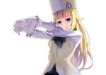  1girl blonde_hair blue_eyes gloves hat highres long_hair looking_at_viewer mizuki_(mizuki_ame) princess_(princess_principal) princess_principal smile standing white_gloves white_hat 