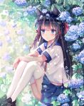  1girl animal_ears flower highres iceblue original rain solo 