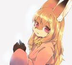  animal_ears arm_up azuki_akizuki bell blonde_hair borrowed_character fox_ears from_side furry furugitsune hair_ornament japanese_clothes jingle_bell kimono long_hair looking_back open_mouth original red_eyes upper_body 