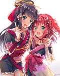  aqua_eyes black_hair commentary_request hair_ornament kurosawa_dia kurosawa_ruby long_hair love_live! love_live!_sunshine!! my_mai_tonight redhead sahara_(charlotte) short_twintails twintails 