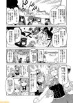  6+girls akitsu_maru_(kantai_collection) black_hair bow bowtie braid breasts chikuma_(kantai_collection) comic commentary corset cup drinking_glass flight_deck french_braid greyscale hachimaki hair_between_eyes hat headband hiryuu_(kantai_collection) kaga_(kantai_collection) kantai_collection kinu_(kantai_collection) kumano_(kantai_collection) large_breasts long_hair military military_uniform mini_hat mizumoto_tadashi monochrome multiple_girls muneate non-human_admiral_(kantai_collection) ooshio_(kantai_collection) peaked_cap pola_(kantai_collection) ru-class_battleship seaport_summer_hime shirt short_hair short_twintails side_ponytail ta-class_battleship tasuki translation_request twintails uniform wavy_hair white_shirt wine_glass zara_(kantai_collection) 