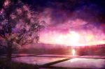  akyuun commentary crystal highres landscape no_humans purple_sky rice_paddy scenery touhou tree 