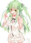  1girl green_eyes green_hair highres long_hair nahaki original solo 