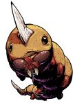  fangs full_body grey_eyes horn looking_at_viewer no_humans pokemon pokemon_(creature) sido_(slipknot) simple_background solo weedle white_background 