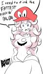  1girl bangs bigdead93 blue_eyes breasts cappy_(mario) commentary cowboy_shot curly_hair dress elbow_gloves english eyebrows_visible_through_hair gloves hat highres long_hair looking_at_viewer mario super_mario_bros. medium_breasts open_mouth possessed princess_peach puffy_short_sleeves puffy_sleeves red_hat sanpaku short_sleeves signature simple_background solo spot_color standing super_mario_bros. super_mario_odyssey white_background 