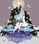  androgynous antarcticite aqua_eyes black_footwear black_gloves black_neckwear closed_eyes gloves green_hair houseki_no_kuni kongou_sensei necktie phosphophyllite rakuchii_(rurituvo) shirt short_hair short_sleeves shorts uniform white_hair white_shirt 