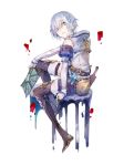  1boy alto_(atelier) androgynous atelier_(series) atelier_lydie_&amp;_suelle back bare_shoulders book boots full_body male_focus official_art simple_background sitting solo teeth white_background white_hair yellow_eyes yuugen 