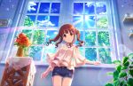  blush brown_eyes brown_hair dress idolmaster idolmaster_cinderella_girls idolmaster_cinderella_girls_starlight_stage long_hair ogata_chieri twintails window 