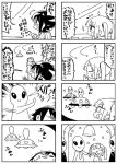  4koma age_conscious alien comic commentary dress flying_saucer kanikama monochrome slapping space_craft translated twintails wedding_dress 
