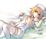  androgynous blonde_hair blue_eyes blush fate/grand_order fate_(series) halloween hat le_chevalier_d&#039;eon_(fate/grand_order) long_hair looking_at_viewer nurse nurse_cap solo wanko_(takohati8) 