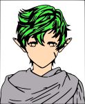 androgynous elf green_hair high_contrast no_mouth original pointy_ears portrait purezensu ryoshi_ite short_hair upper_body 