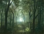 commentary_request dappled_sunlight day doora_(dora0913) forest nature no_humans original outdoors plant railroad_tracks scenery sunlight tree 