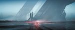  antennae blade_runner blade_runner_2049 car city cityscape cyberpunk flying flying_car fog grivetart ground_vehicle highres k_(blade_runner_2049) lights motor_vehicle police_car rain realistic science_fiction spinner 