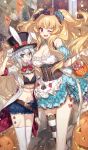  ;d alice_(wonderland) alice_(wonderland)_(cosplay) alice_in_wonderland animal_ears anne_bonny_(fate/grand_order) arm_around_back assassin_of_black asymmetrical_legwear banner blonde_hair blue_eyes bow bowtie breasts camera candy chocoan cleavage club_(shape) coattails confetti corset cosplay diamond_(shape) dress edward_teach_(fate/grand_order) facial_scar fake_animal_ears fate/grand_order fate_(series) food gloves hair_bow half_gloves hand_on_headwear hat hat_with_ears heart jack-o&#039;-lantern jeanne_alter jeanne_alter_(santa_lily)_(fate) large_breasts lollipop long_hair mary_read_(fate/grand_order) midriff mouth_hold navel nursery_rhyme_(fate/extra) off-shoulder_dress off_shoulder official_art one_eye_closed open_mouth rabbit_ears red_eyes ribbon ruler_(fate/apocrypha) scar short_hair short_shorts shorts smile spade_(shape) striped striped_legwear swirl_lollipop thigh-highs top_hat two_side_up very_long_hair white_hair white_legwear white_rabbit white_rabbit_(cosplay) wrist_cuffs 