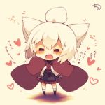  1girl :d ^_^ ^o^ animal_ears azur_lane cat_ears chibi closed_eyes fang japanese_clothes looking_at_viewer muuran open_mouth pleated_skirt short_hair shouhou_(azur_lane) skirt smile solo translated white_hair 