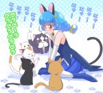  1girl :3 animal_ears blue_eyes boots cat cat_ears cat_tail choker commentary_request elbow_gloves gloves orange_eyes precure sleeveless star_twinkle_precure tail tailcoat teliga translation_request yuni_(precure) 