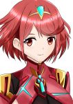  1girl absurdres blush breasts fingerless_gloves gloves highres pyra_(xenoblade) looking_at_viewer medium_breasts portrait red_eyes redhead short_hair smile solo tiara xenoblade xenoblade_2 