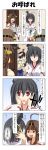  &gt;_&lt; 4koma 5girls ahoge bangs black_hair blunt_bangs brown_hair carrying cheek_squash closed_eyes comic cup detached_sleeves doorway double_bun epaulettes eyebrows_visible_through_hair grey_hair hair_between_eyes hair_ornament hands_on_another&#039;s_face haruna_(kantai_collection) hat headgear hiei_(kantai_collection) highres holding holding_hair holding_legs japanese_clothes kaga_(kantai_collection) kantai_collection kongou_(kantai_collection) little_boy_admiral_(kantai_collection) long_hair military military_hat military_uniform multiple_girls muneate nontraditional_miko open_mouth oversized_clothes peaked_cap rappa_(rappaya) red_eyes saucer shaded_face short_hair shoulder_carry sidelocks sitting skirt smile spit_take spitting sweatdrop tea teacup thought_bubble translation_request trembling uniform v_arms wide_sleeves yamashiro_(kantai_collection) 