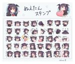  /\/\/\ anger_vein blush_stickers character_sheet chibi closed_eyes crying expressions flying_sweatdrops head_wings heart kuroi_(liar-player) long_hair o_o one_eye_closed open_mouth original peeking_out pom_poms purple_hair skirt smile streaming_tears tears translation_request violet_eyes 