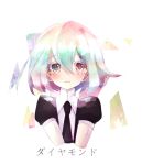  androgynous blush diamond_(houseki_no_kuni) houseki_no_kuni multicolored_hair necktie rainbow_hair short_hair smile solo sparkle 