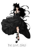  1girl animal_ears black_dress blake_belladonna cat_ears commentary_request dress elbow_gloves funeral_veil gloves rwby solo sumiwow translation_request 