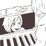  2girls commentary_request it_(stephen_king) multiple_girls parody pennywise ruby_rose rwby sewer_grate sharp_teeth sketch teeth weiss_schnee 