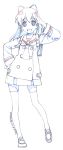  bad_id bag original randoseru salute school_uniform shiwasu_takashi skirt thigh-highs thighhighs traditional_media 