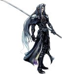  final_fantasy final_fantasy_vii long_hair nomura_tetsuya official_art sephiroth solo sword transparent_background very_long_hair weapon 