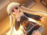  blonde_hair dutch_angle frills game_cg haruiro_ouse long_hair purple_software red_eyes sunset twintails 