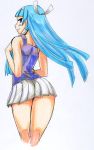  blue_hair blunt_bangs kannagi kikuta looking_back nagi skirt 