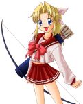  blonde_hair blue_eyes bow_(weapon) fang miyauchi_lemmy ponytail school_uniform to_heart weapon 